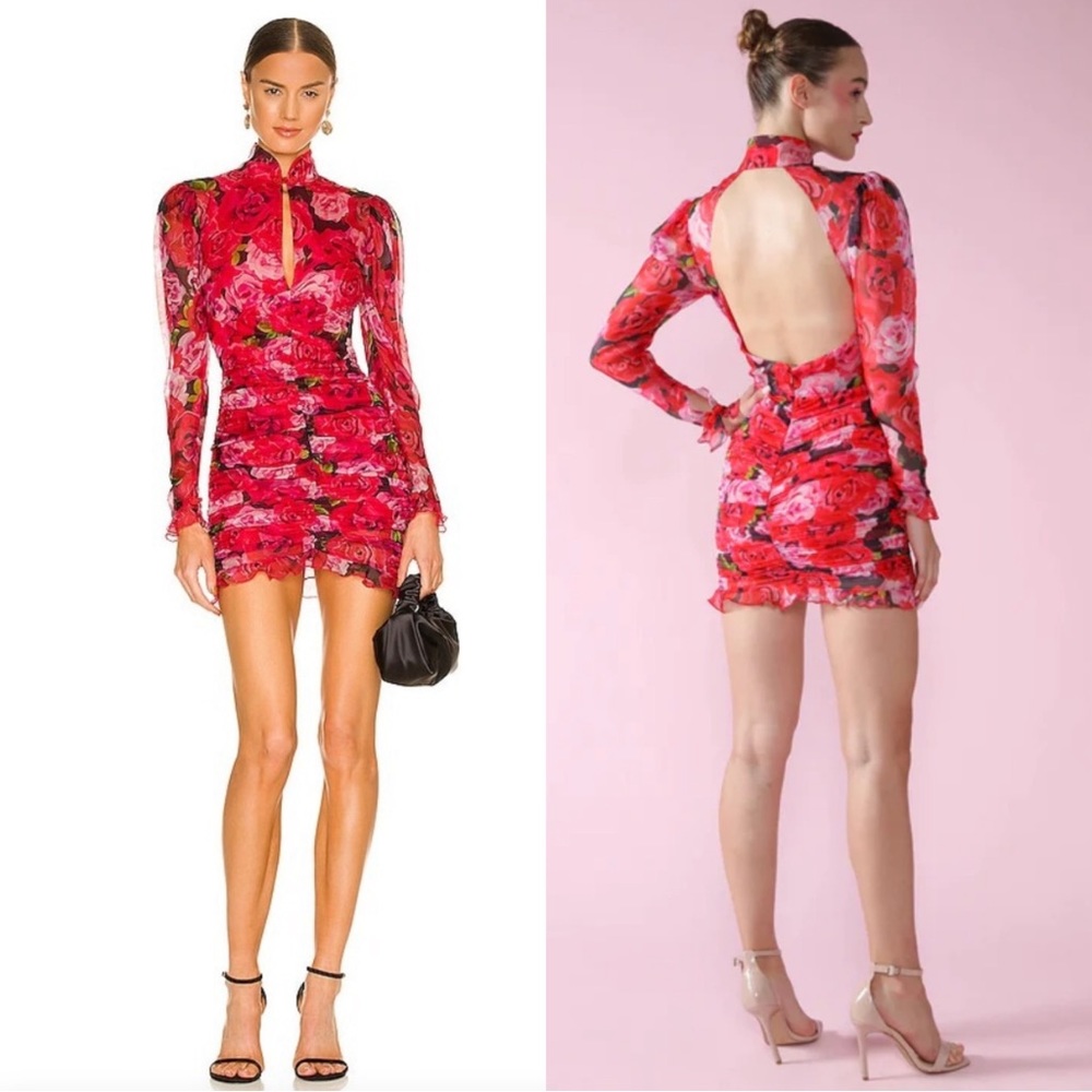 Sau Lee Silk Scarlett Mini Dress Size 8 NWT Red Pink